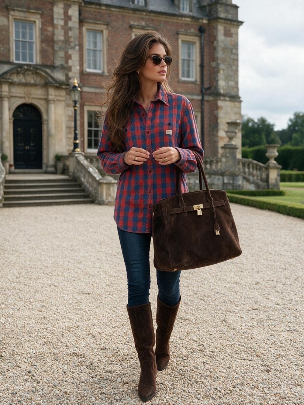 Ralph Lauren Red and Blue Plaid Denim & Supply Button-Down Shirt